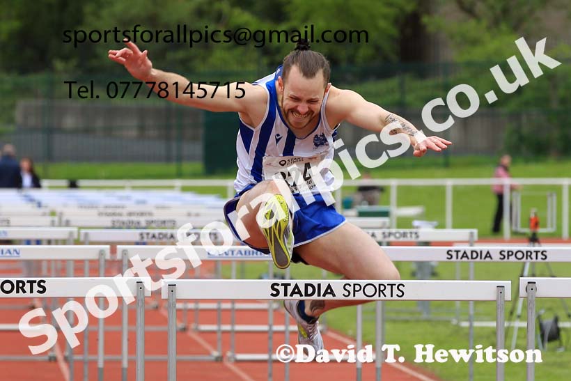 Senior Mens 110 metres hurdles, 2023 North Eastern Track and Field Champs., Middlesbrough Sports Village, Middlesbrough. Photo: David T. Hewitson/Sports for All Pics